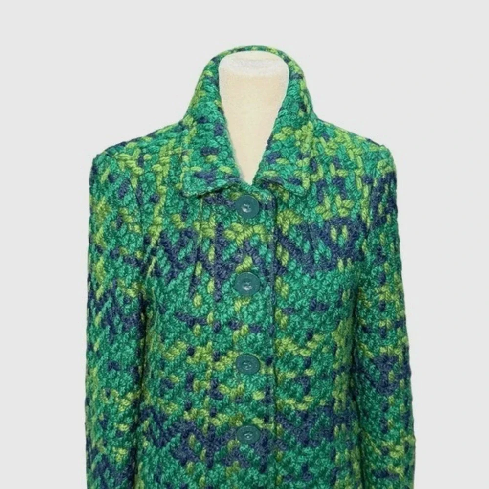 Desigual Nini Chunky Knit Coat Women 38‎ XS Wool Blend Boho Artsy Jacket